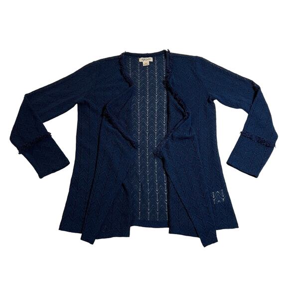 Style & Co. Pontelle Knit Open Front Cardigan w/ Fringe Trim Size PP Coastal - Picture 1 of 7